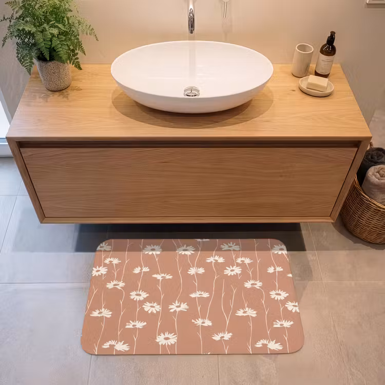 Madeliefjes - Subtiel - Terracotta Badmat middel 997 -sfeer1