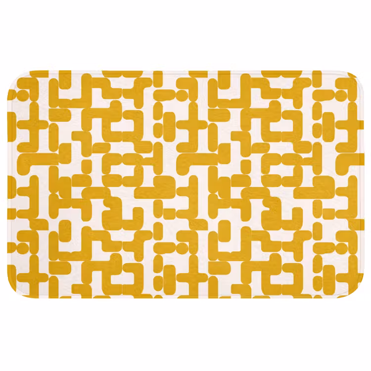 Geel - Beige - Patroon Badmat middel 997 -3d