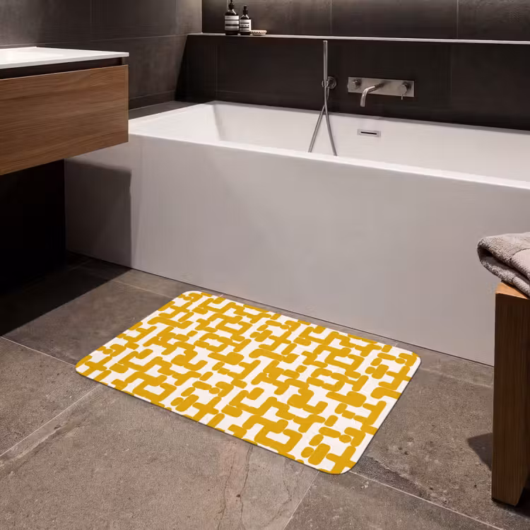 Geel - Beige - Patroon Badmat middel 997 -sfeer3