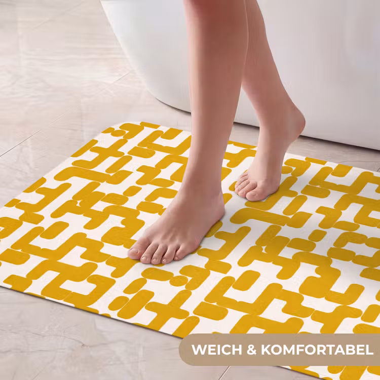 Geel - Beige - Patroon Badmat middel 997 -USP_ZachtDE