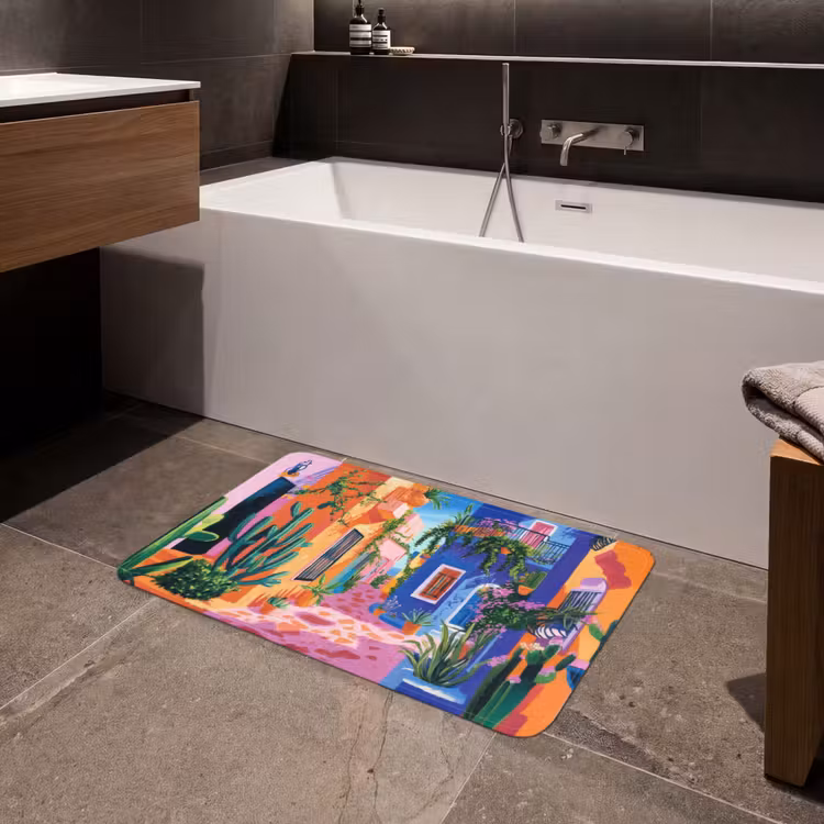 Geel - Blauw - Oranje - Huis Badmat middel -sfeer3