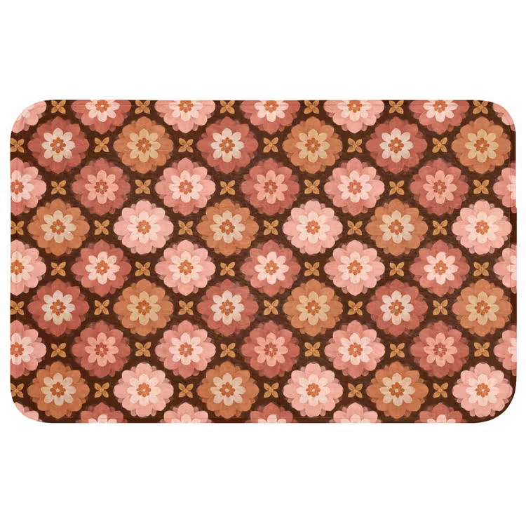 Geometrisch - Bloemen - Kleurrijk Badmat middel 997 -3d
