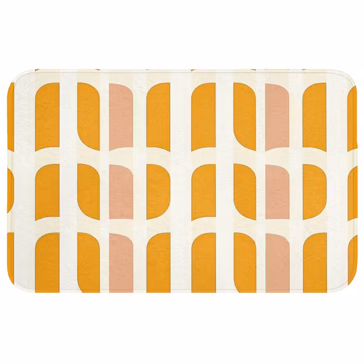 Geometrisch - Patroon - Geel - Roze Badmat middel 997 -3d