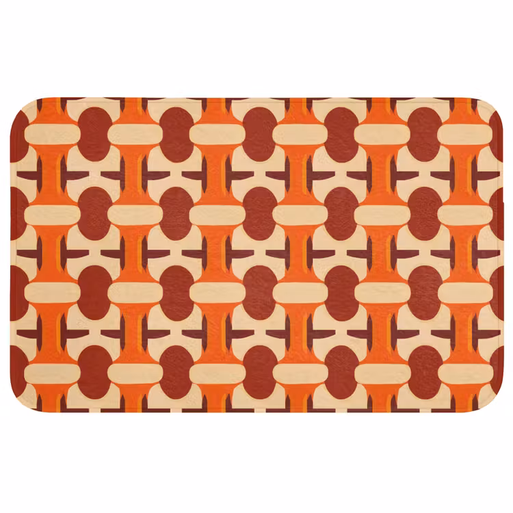 Geometrisch - Retro - Oranje Badmat middel 997 -3d