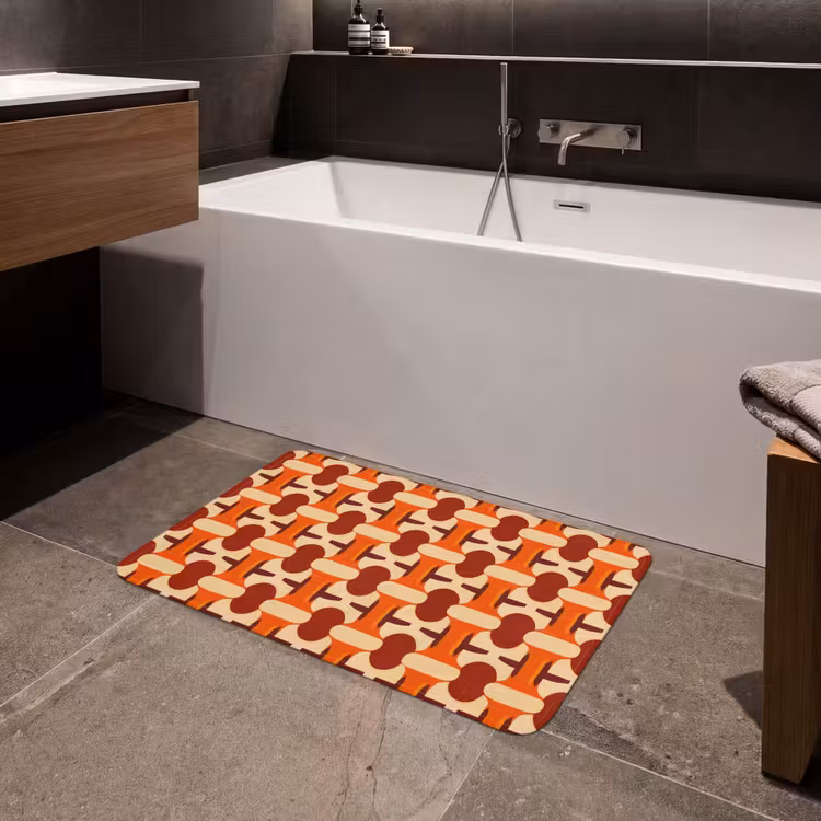 Geometrisch - Retro - Oranje Badmat middel 997 -sfeer3