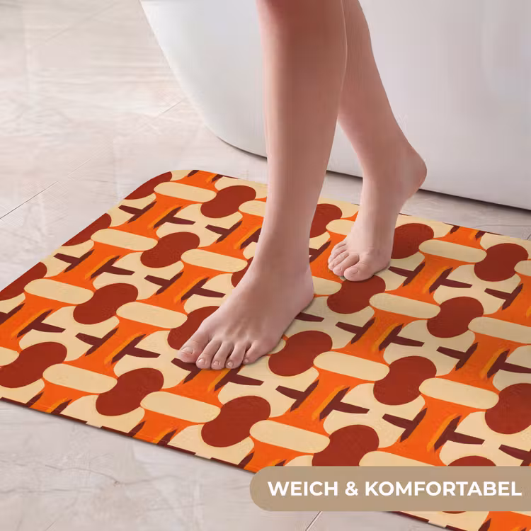 Geometrisch - Retro - Oranje Badmat middel 997 -USP_ZachtDE