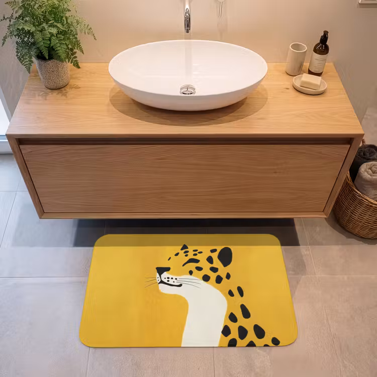 Cheetah - Illustratie - Geel Badmat middel -sfeer1