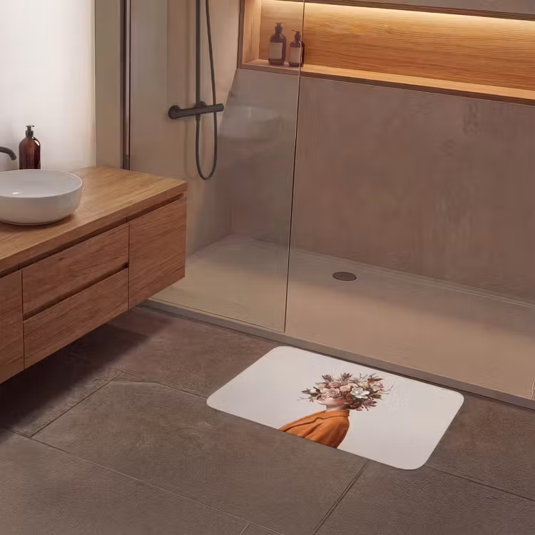Gezicht - Boeket - Kleurrijk Badmat middel -sfeer2