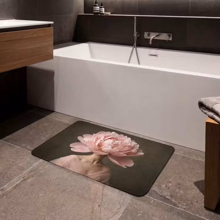 Gezicht - Roos - Roze Badmat middel -sfeer3