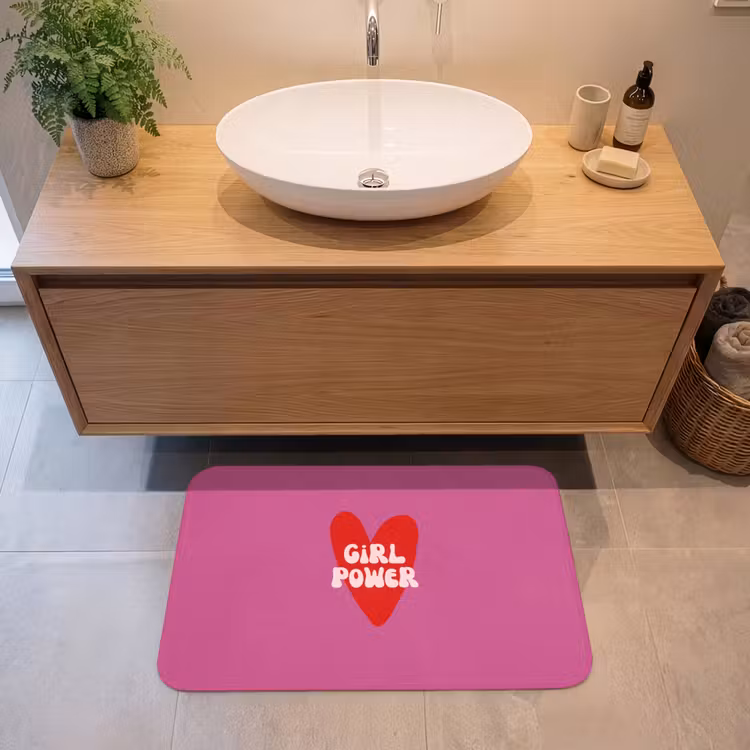 Girl power - Hart - Roze - Rood Badmat middel -sfeer1