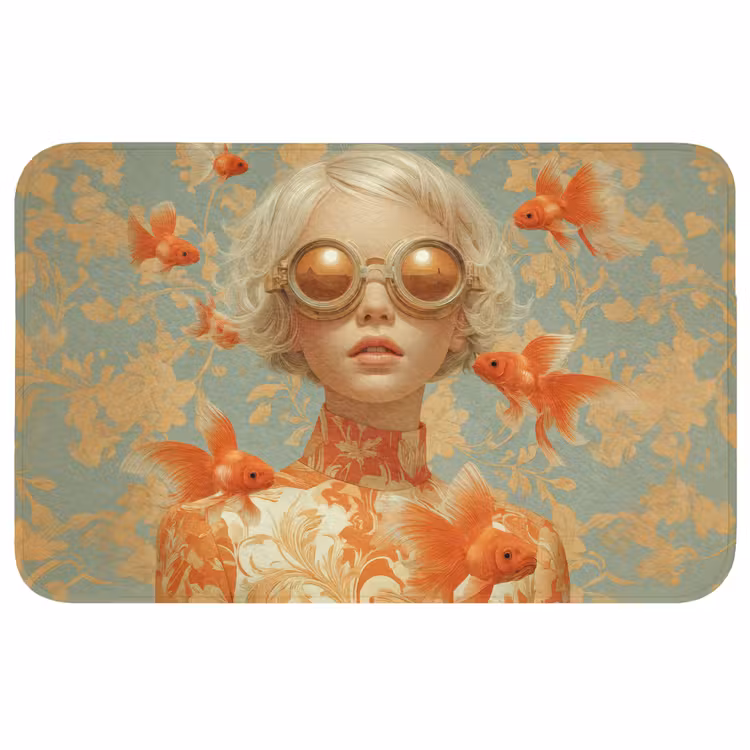 Goudvissen - Oranje - Vrouw - Blond Badmat middel -3d