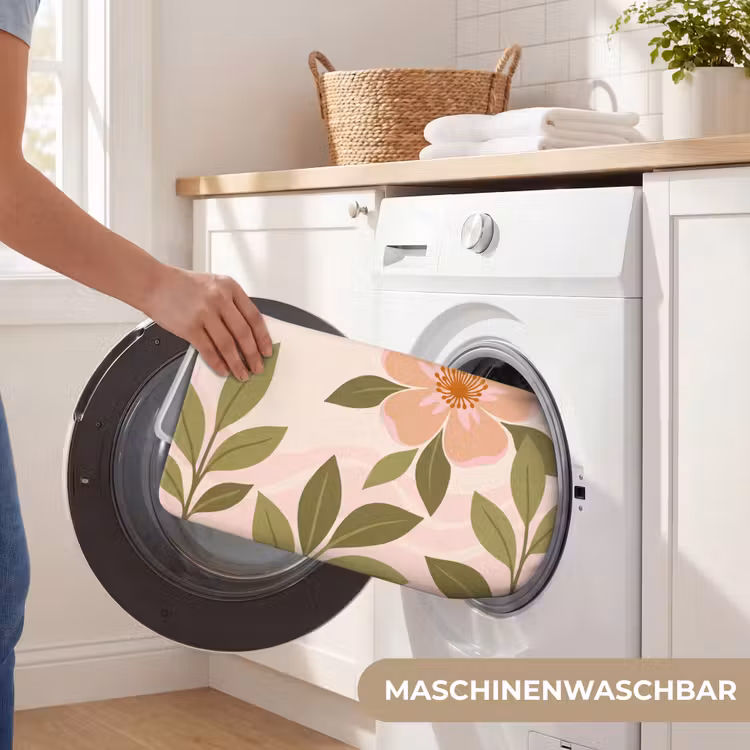 Grafisch - Bloemen - Roze Badmat middel -USP_WasbaarDE
