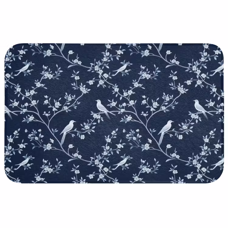 Grafisch - Bloesemtak - Blauw Badmat middel 997 -3d