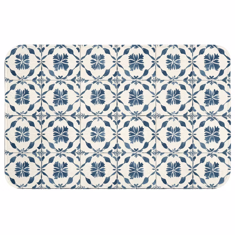 Grafisch - Tegel - Blauw Badmat middel 997 -3d