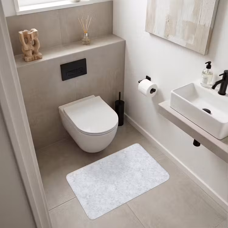 Grijs - Terrazzo-effect - Beton Badmat middel 997 -sfeer4