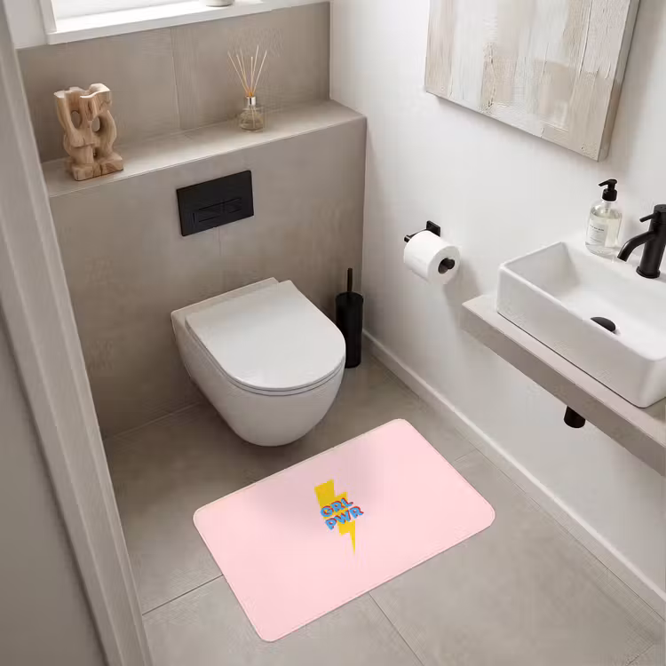 Grl pwr - Bliksem - Roze Badmat middel -sfeer4