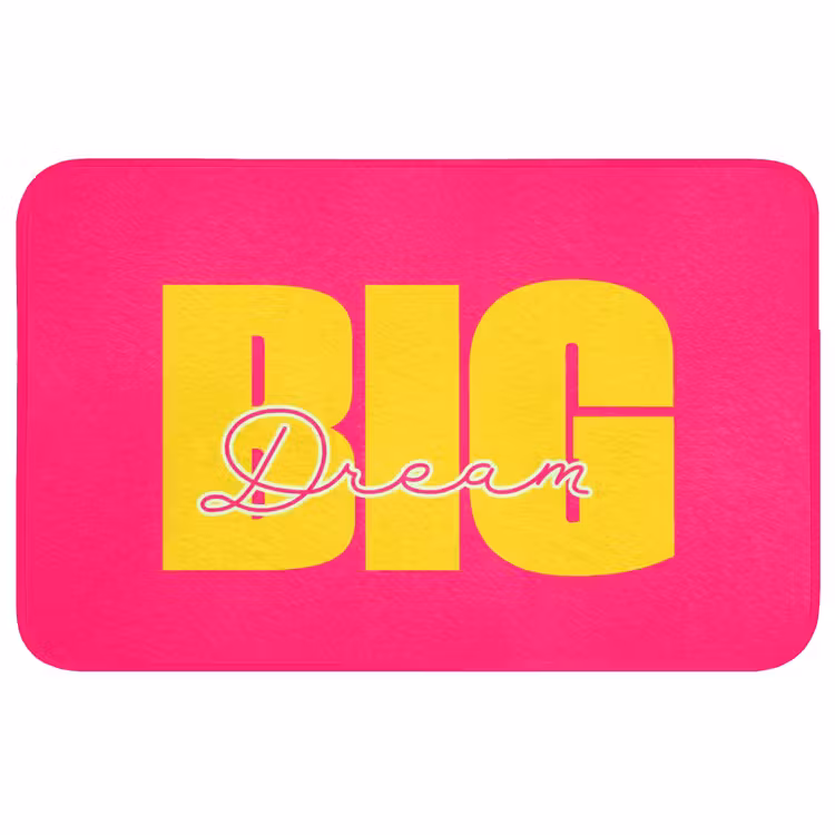 Dream big - Roze - Geel - Minimalistisch Badmat middel -3d