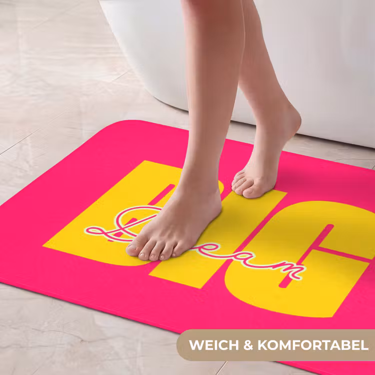 Dream big - Roze - Geel - Minimalistisch Badmat middel -USP_ZachtDE
