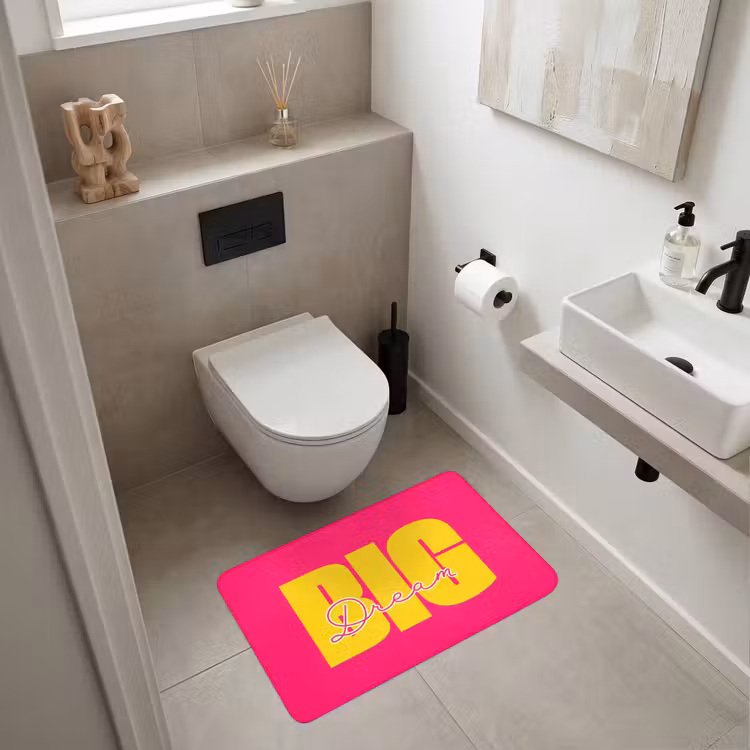 Dream big - Roze - Geel - Minimalistisch Badmat middel -sfeer4
