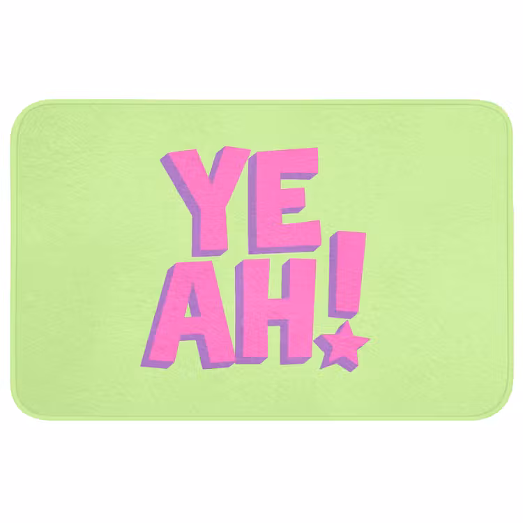 Groen - Neon - Quote Badmat middel -3d