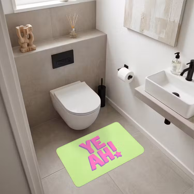 Groen - Neon - Quote Badmat middel -sfeer4