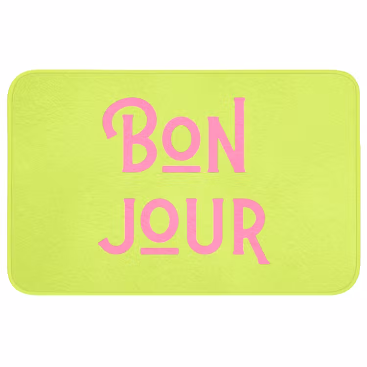 Groen - Roze bonjour - art-deco Badmat middel -3d