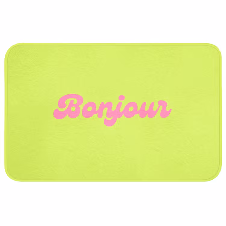 Groen - Roze bonjour - Retro Badmat middel -3d