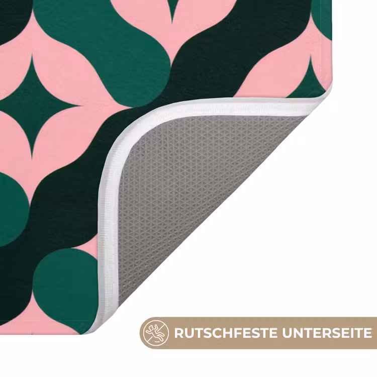 Groen - Roze - Retro - Sterren Badmat middel 997 -USP_AntislipDE