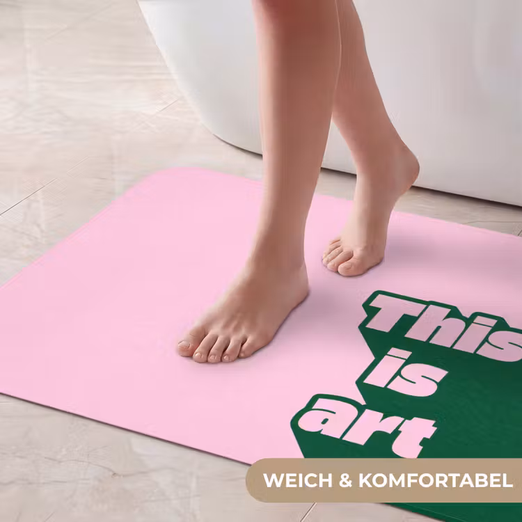 Groen - Teskt - This is art - Roze Badmat middel -USP_ZachtDE