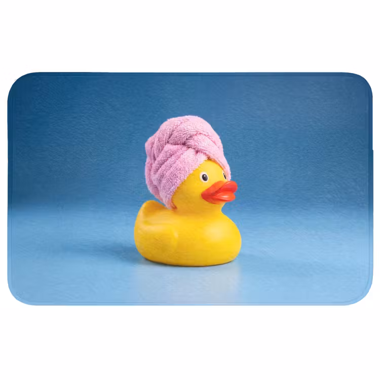 Badeend - Handdoek - Blauw Badmat middel -3d