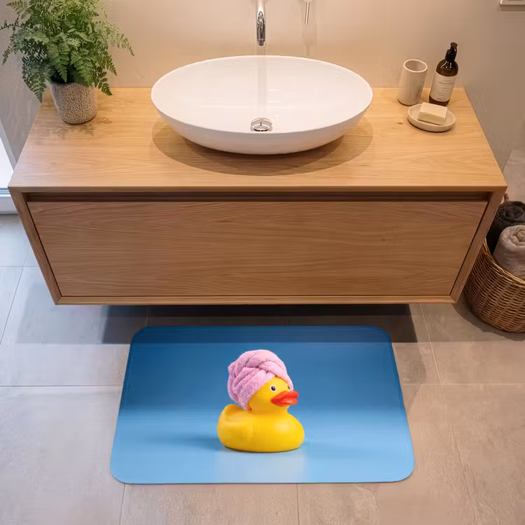 Badeend - Handdoek - Blauw Badmat middel -sfeer1