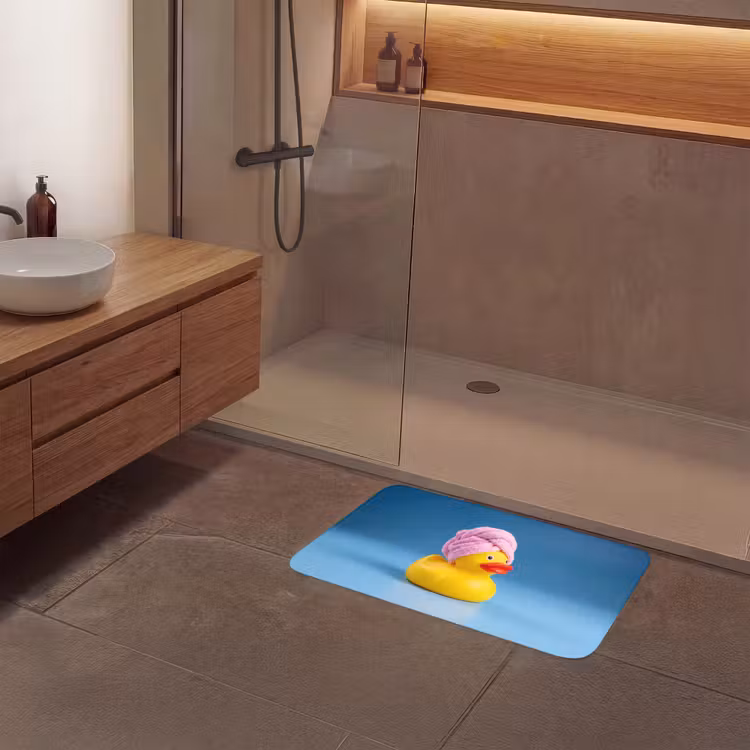 Badeend - Handdoek - Blauw Badmat middel -sfeer2