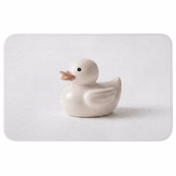 Badeend - Minimalistisch - Wit Badmat middel -3d