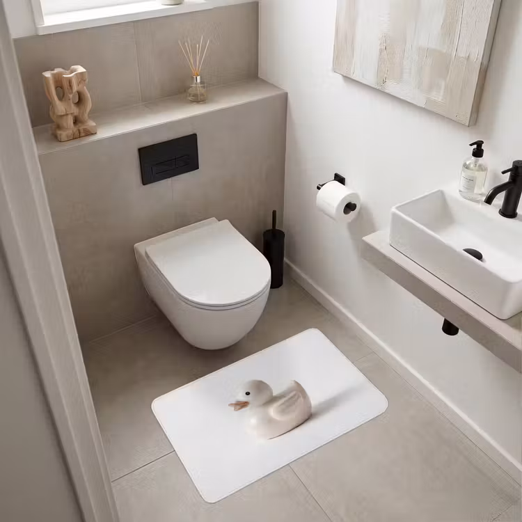 Badeend - Minimalistisch - Wit Badmat middel -sfeer4
