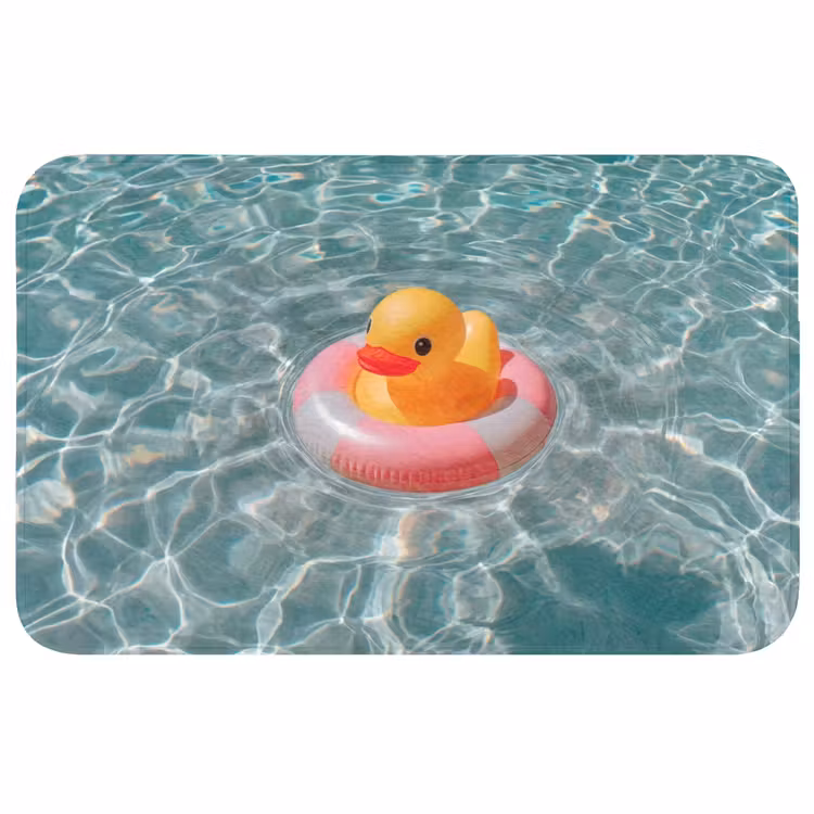 Badeend - Zwemband - Geel Badmat middel -3d