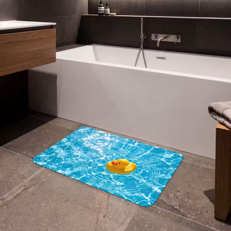 Badeend - Dobberen - Blauw Badmat middel -sfeer3