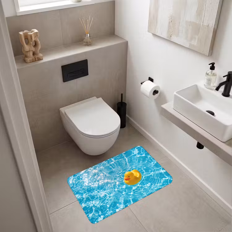 Badeend - Dobberen - Blauw Badmat middel -sfeer4