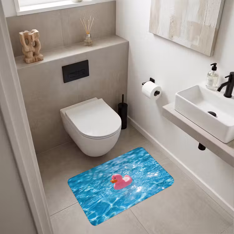 Badeend - Dobberend - Roze Badmat middel -sfeer4
