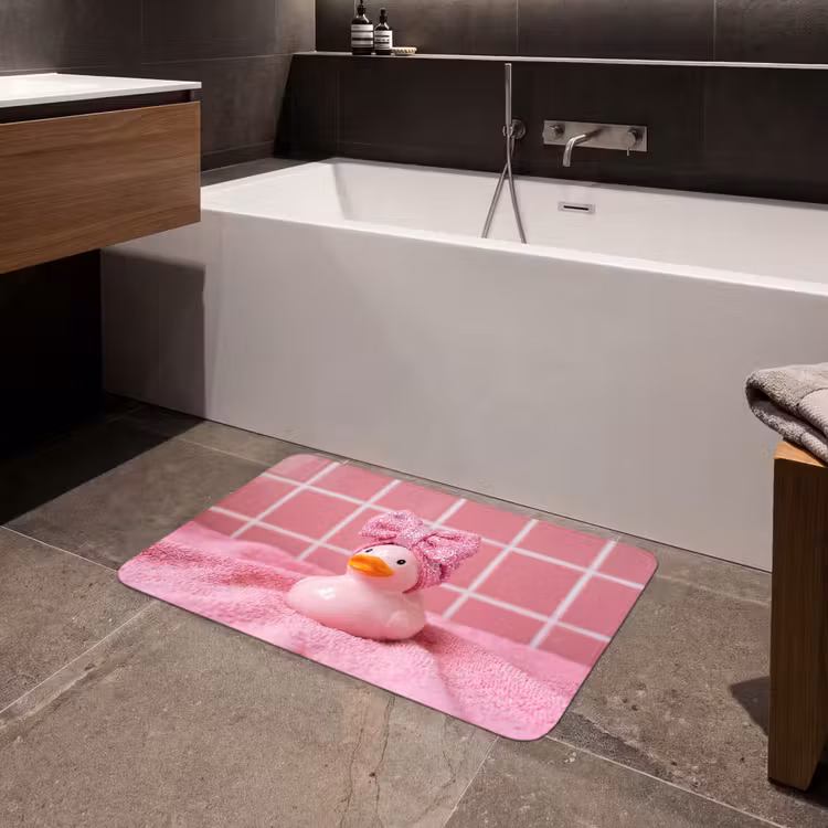 Badeend -Strik - Roze Badmat middel -sfeer3
