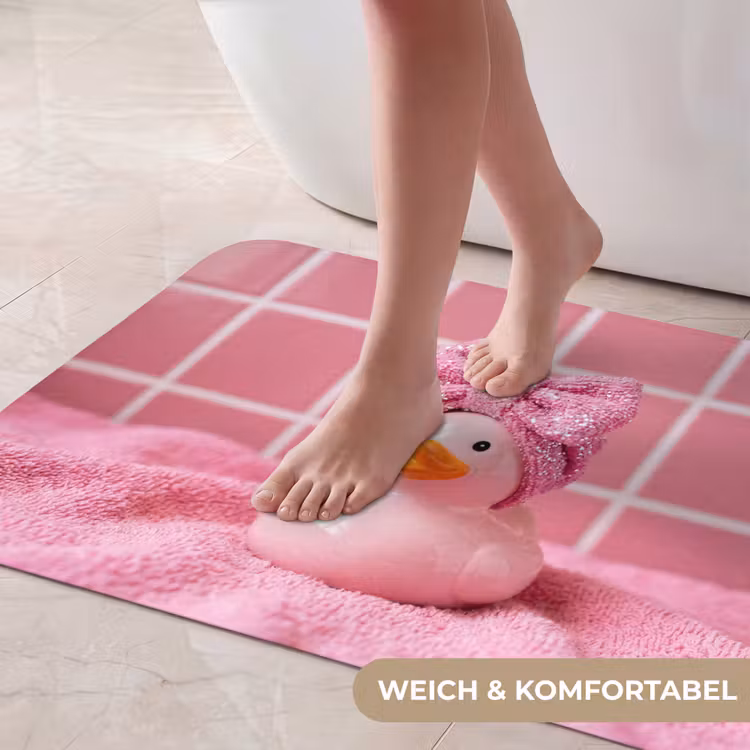 Badeend -Strik - Roze Badmat middel -USP_ZachtDE