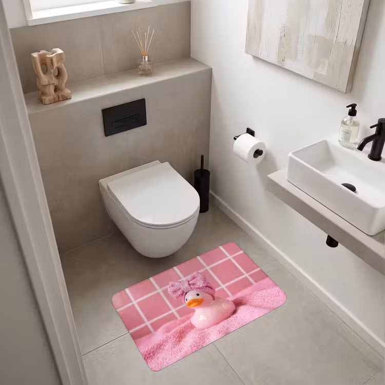 Badeend -Strik - Roze Badmat middel -sfeer4