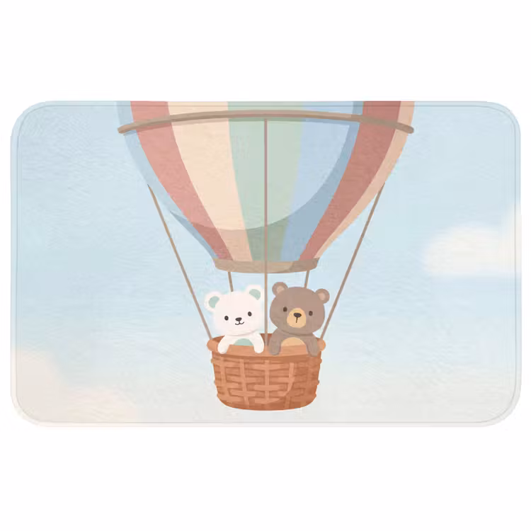 Luchtballon - Beren - Pastel Badmat middel -3d