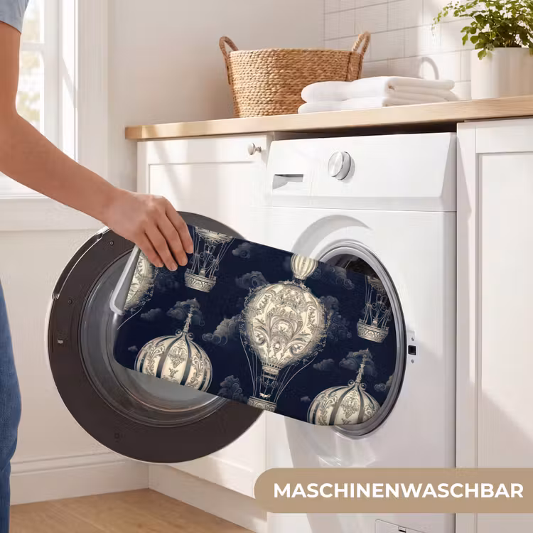 Luchtballonnen - Wolken - Patroon - Donkerblauw Badmat middel 997 -USP_WasbaarDE