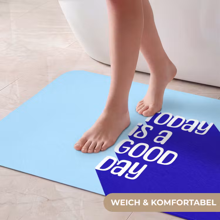 Today is a good day - Blauw - Schaduw Badmat middel -USP_ZachtDE