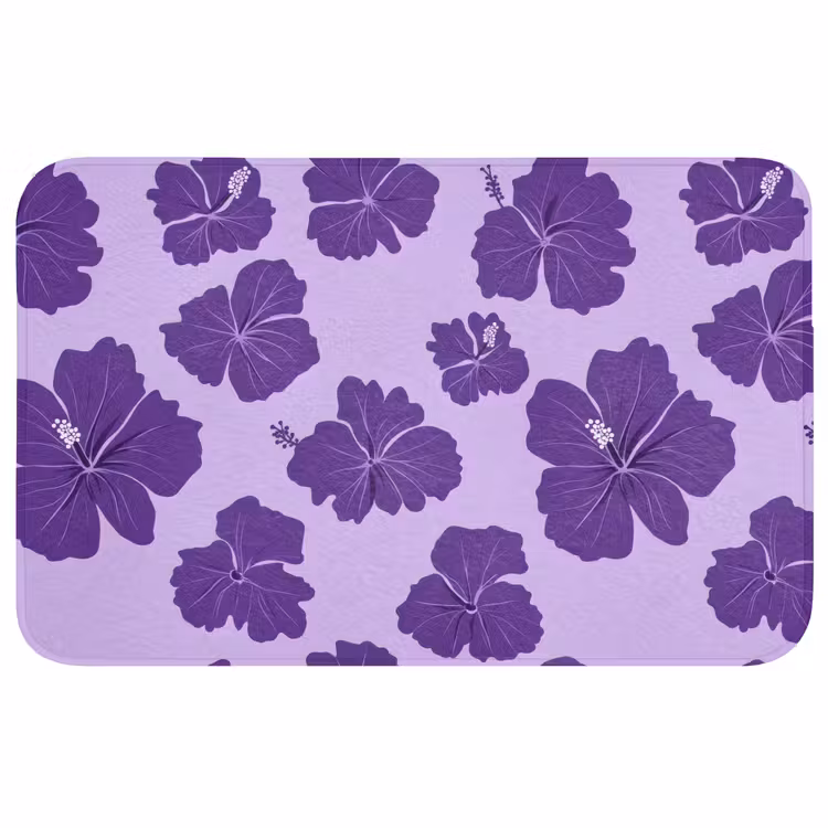 Hibiscus - Bloemen - Paars Badmat middel 997 -3d