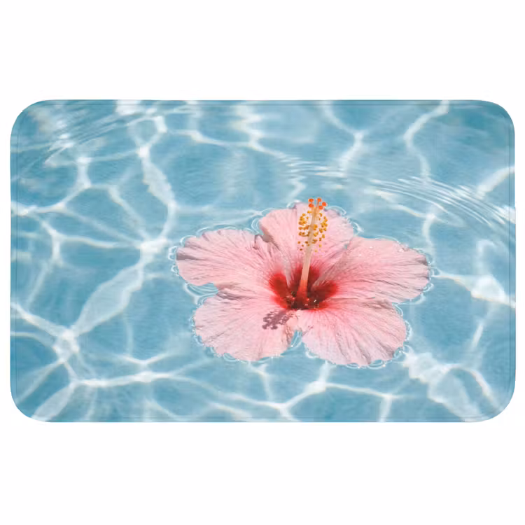 Hibiscus - Water - Roze Badmat middel -3d