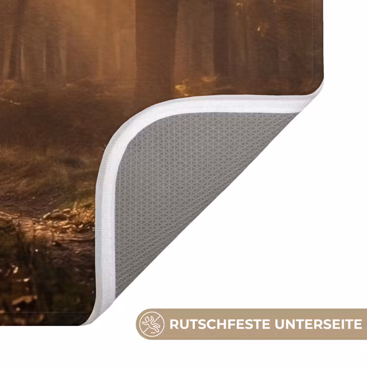 Hert - Bos - Mistig - Natuur - Goud Badmat middel -USP_AntislipDE