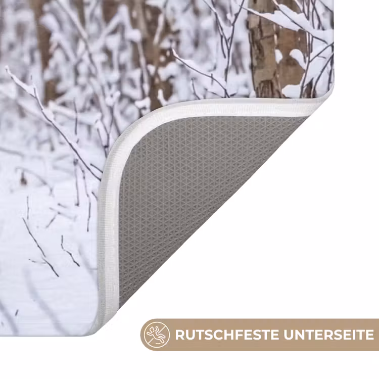 Hert - Winter - Bos - Natuur - Wit Badmat middel -USP_AntislipDE