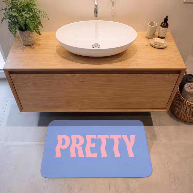Pretty - Roze - Blauw - Golvend Badmat middel -sfeer1