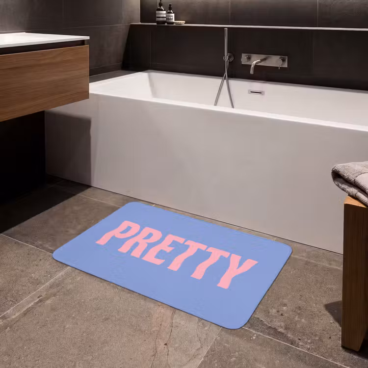 Pretty - Roze - Blauw - Golvend Badmat middel -sfeer3